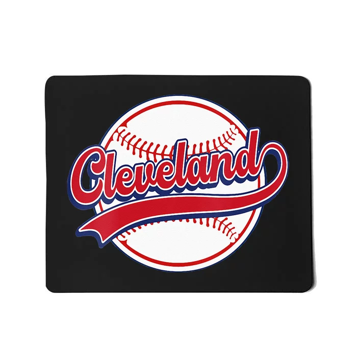 Womens Vintage Cleveland Cityscape Baseball Lover Player And Fans Mousepad