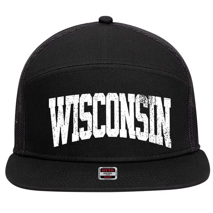 Wisconsin Vintage City 7 Panel Mesh Trucker Snapback Hat