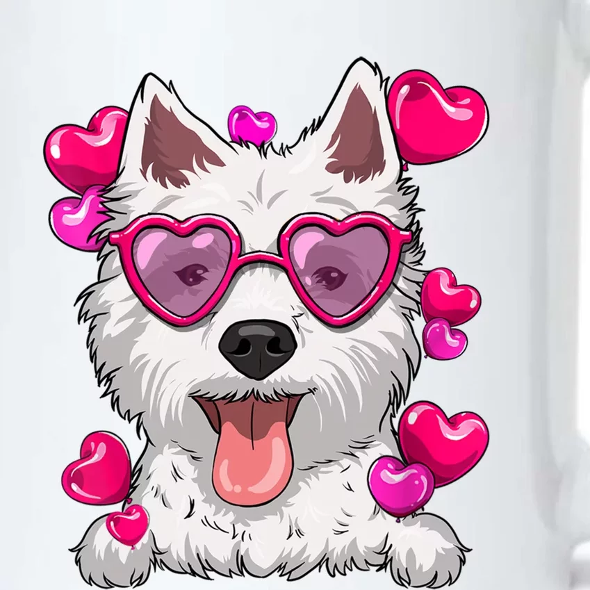 Westie Valentines Day Heart Glasses Funny Dog Lover Gift Black Color Changing Mug