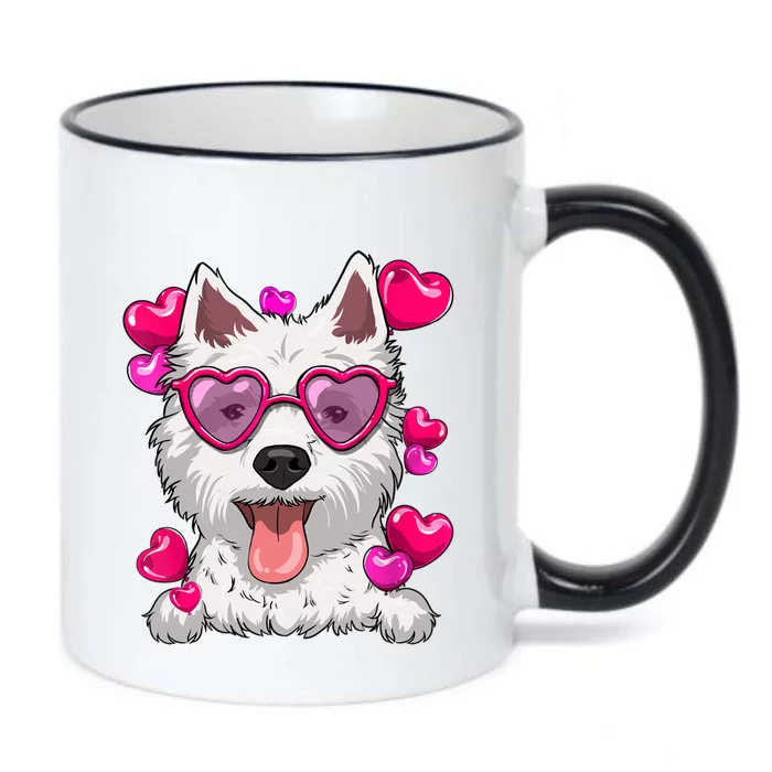 Westie Valentines Day Heart Glasses Funny Dog Lover Gift Black Color Changing Mug