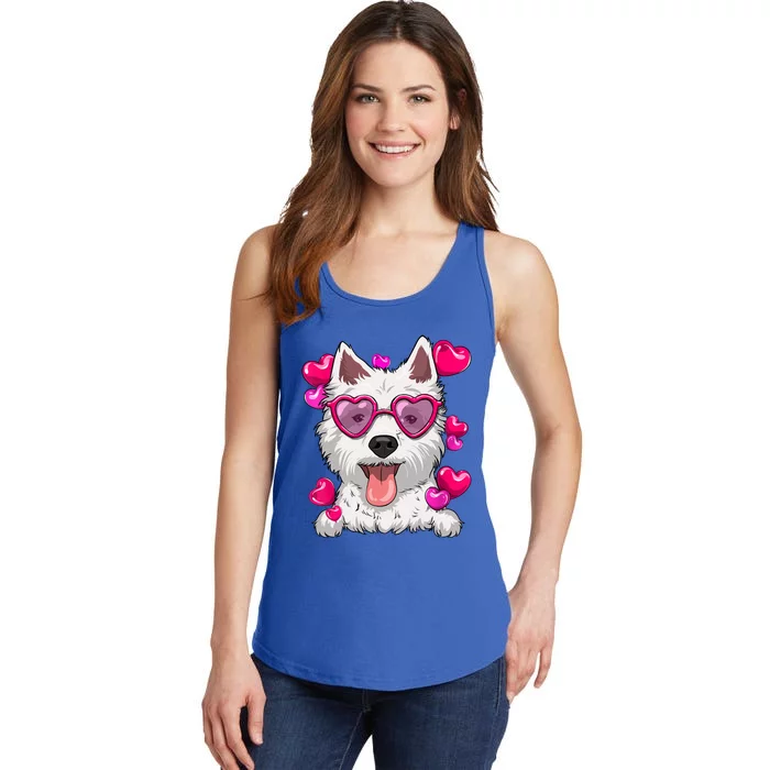 Westie Valentines Day Heart Glasses Funny Dog Lover Gift Ladies Essential Tank