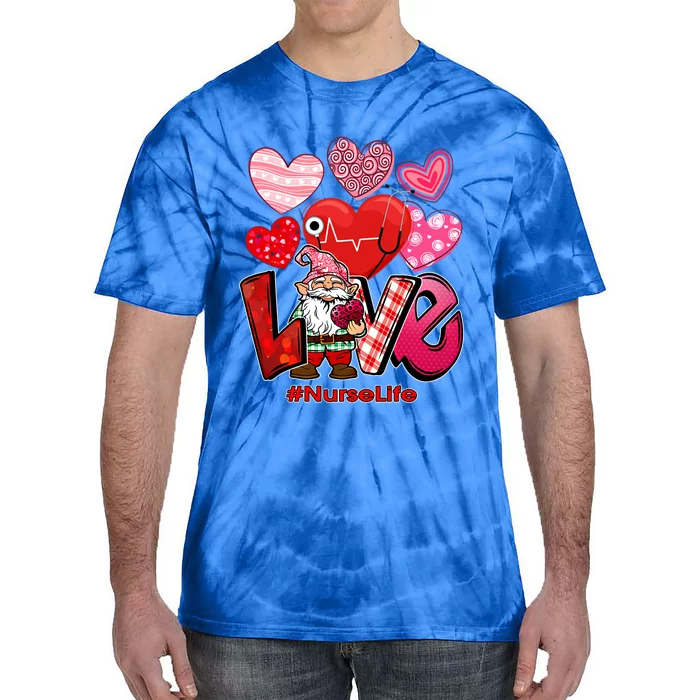 Wo Valentines Day Love Nurse Scrubs Nursing Lucky Gnomes Gift Tie-Dye T-Shirt