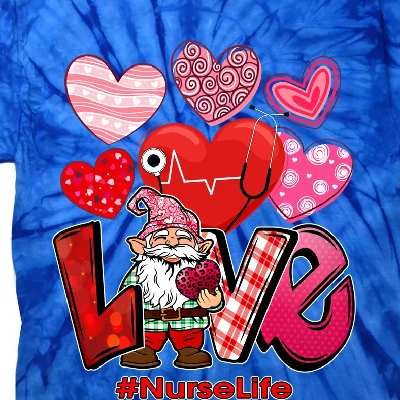 Wo Valentines Day Love Nurse Scrubs Nursing Lucky Gnomes Gift Tie-Dye T-Shirt