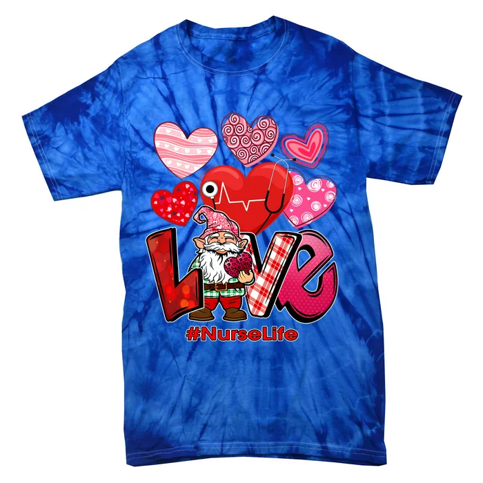 Wo Valentines Day Love Nurse Scrubs Nursing Lucky Gnomes Gift Tie-Dye T-Shirt