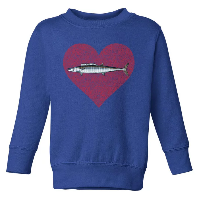 Wahoo Valentines Day Fish Love Fingerprint Gift Toddler Sweatshirt