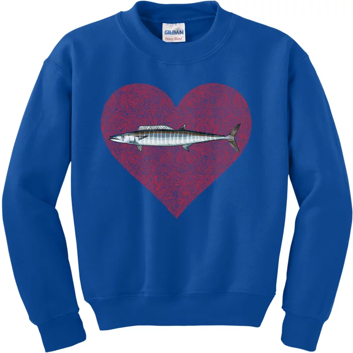 Wahoo Valentines Day Fish Love Fingerprint Gift Kids Sweatshirt