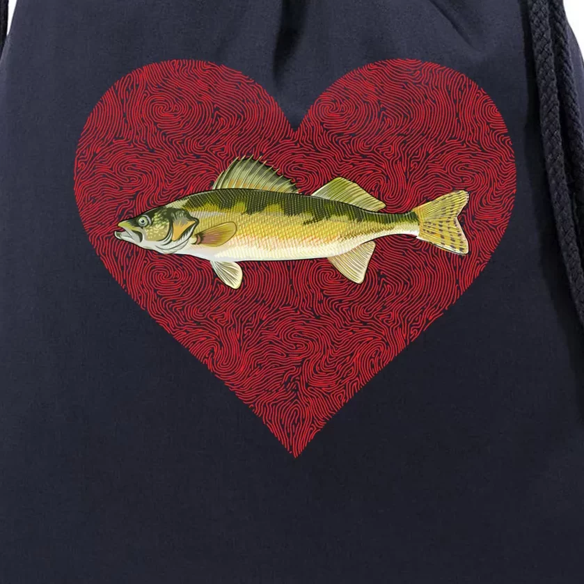 Walleye Valentines Day Fish Love Fingerprint Great Gift Drawstring Bag