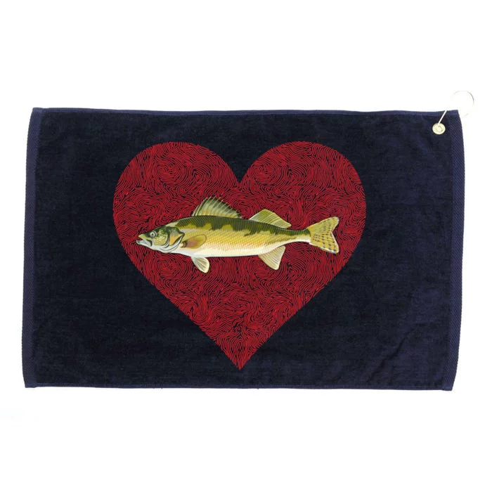 Walleye Valentines Day Fish Love Fingerprint Great Gift Grommeted Golf Towel