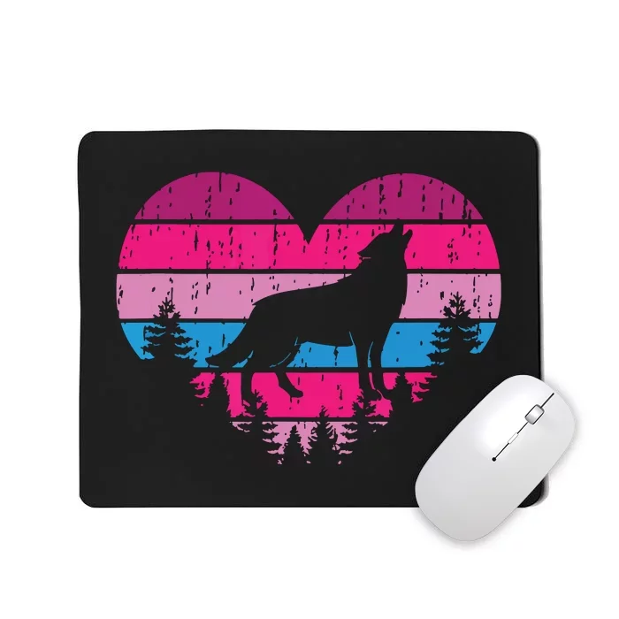 Wolf Valentines Day Vintage Cute Loves Wolves Mousepad