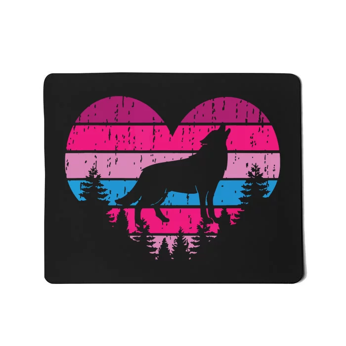 Wolf Valentines Day Vintage Cute Loves Wolves Mousepad