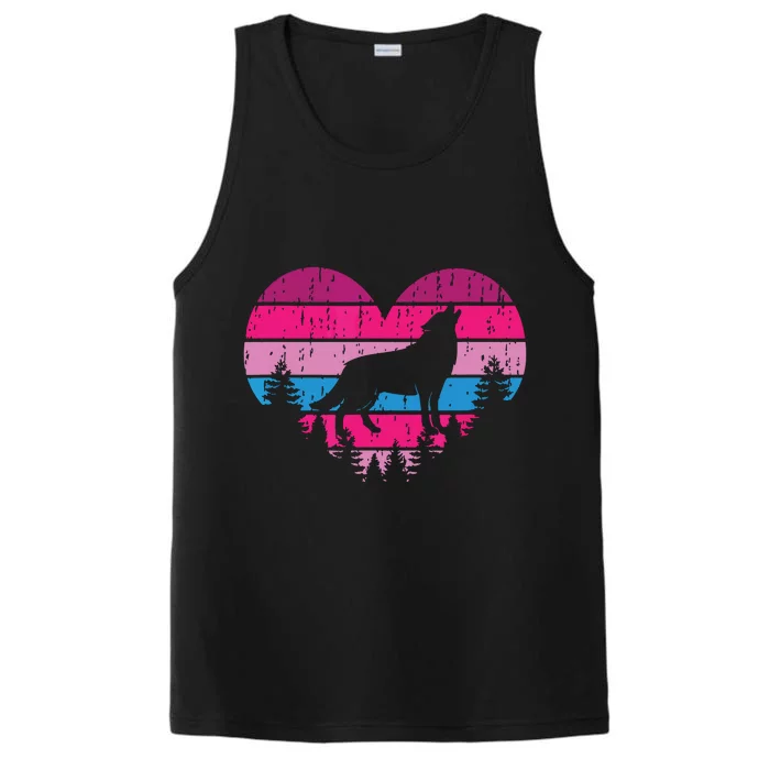 Wolf Valentines Day Vintage Cute Loves Wolves Performance Tank