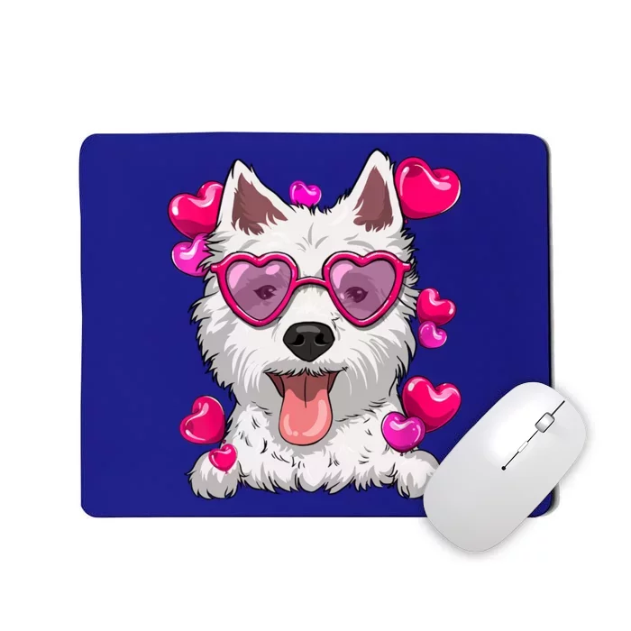 Westie Valentines Day Heart Glasses Funny Dog Lover Cute Gift Mousepad