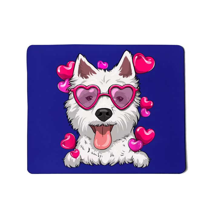 Westie Valentines Day Heart Glasses Funny Dog Lover Cute Gift Mousepad