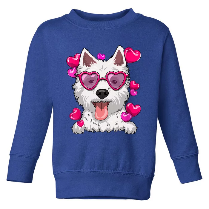 Westie Valentines Day Heart Glasses Funny Dog Lover Cute Gift Toddler Sweatshirt