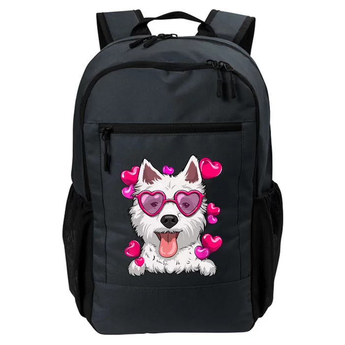 Westie Valentines Day Heart Glasses Funny Dog Lover Cute Gift Daily Commute Backpack