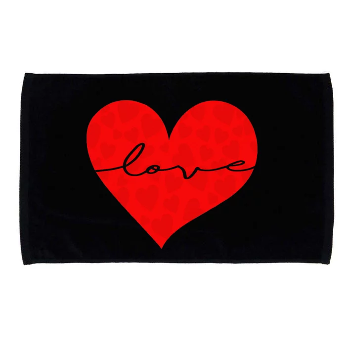 Women's Valentines Day Red Love Heart With Word Love Gift Microfiber Hand Towel