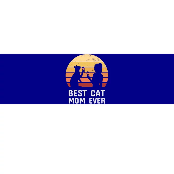 Wo Vintage Funny Cat And Wine Gift Best Cat Mom Ever Gift Bumper Sticker