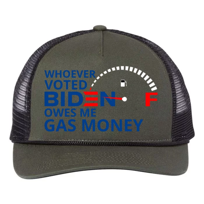 Whoever Voted For Biden Owes Me Gas Money Retro Rope Trucker Hat Cap