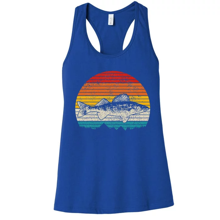 Walleye Vintage Fishing  Walleye Fisherman Fish Women's Racerback Tank