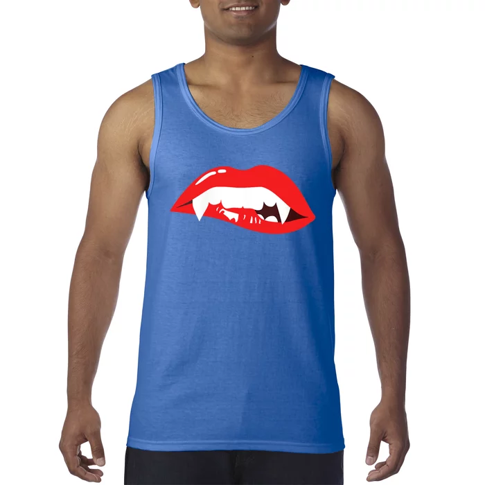 Wo Vampire Gift Sexy Lips Teeth Lazy Halloween Costume Gift Tank Top