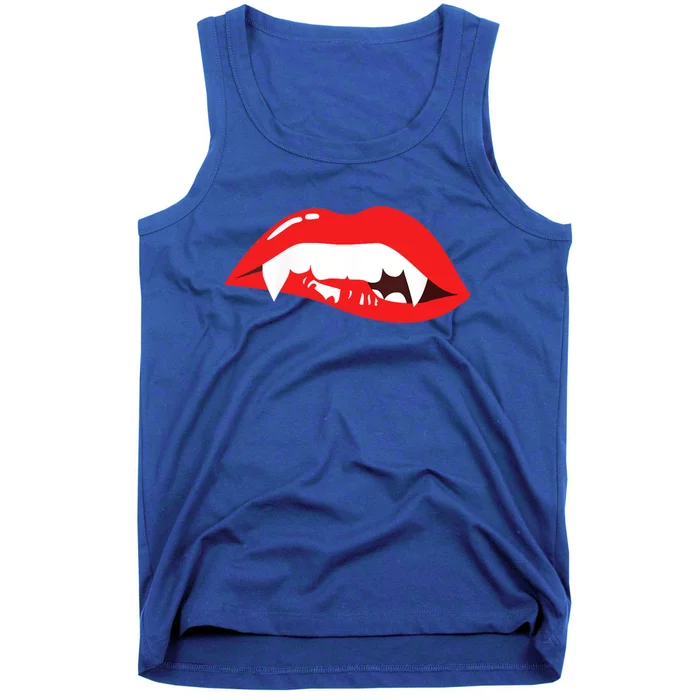 Wo Vampire Gift Sexy Lips Teeth Lazy Halloween Costume Gift Tank Top