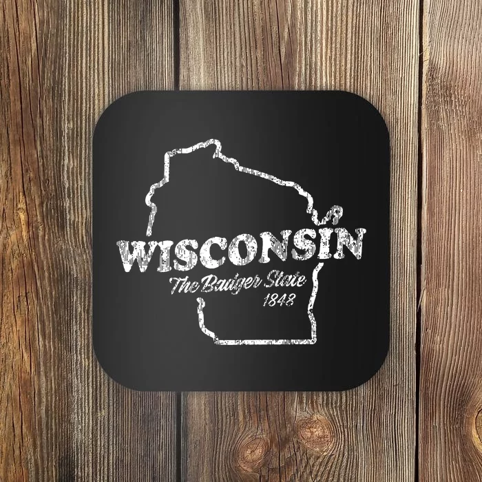 Wisconsin Vintage Graphic Wi The Badger State Coaster