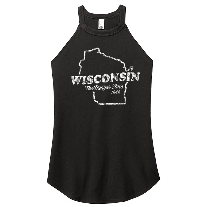 Wisconsin Vintage Graphic Wi The Badger State Women’s Perfect Tri Rocker Tank