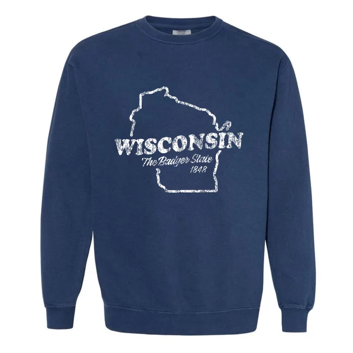 Wisconsin Vintage Graphic Wi The Badger State Garment-Dyed Sweatshirt