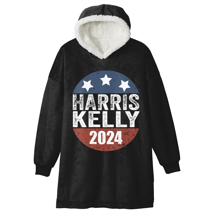 Wo Vote Harris Kelly 2024 President Distressed Us Flag Elect Hooded Wearable Blanket