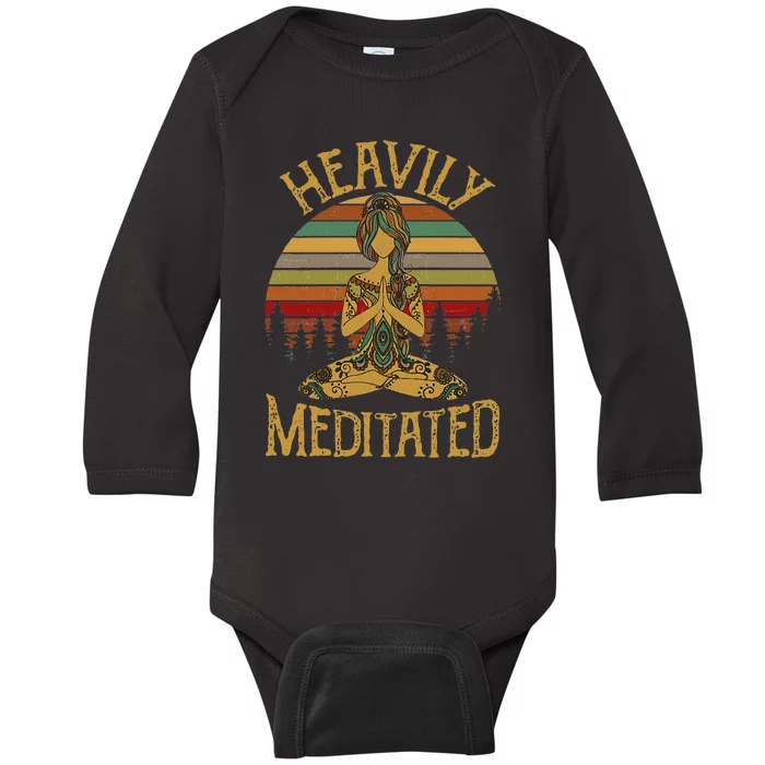 Womens Vintage Heavily Meditated Yoga Meditation Spiritual Warrior Baby Long Sleeve Bodysuit