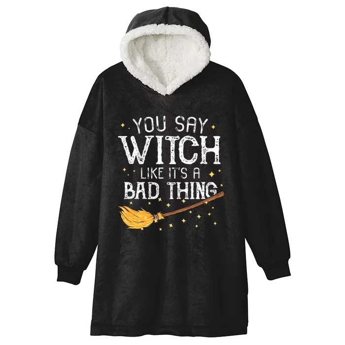 Witchy Vibes Halloween Present Hooded Wearable Blanket