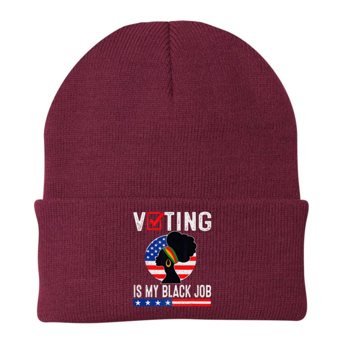 Women Voting Is My Black Job U.S Flag Funny Saying 2024 Knit Cap Winter Beanie