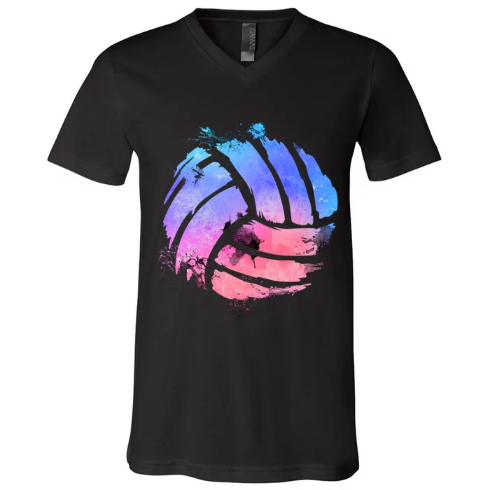 Watercolor Volleyball Lover Beach Volleyball Player Pullover Hoodie V-Neck T-Shirt