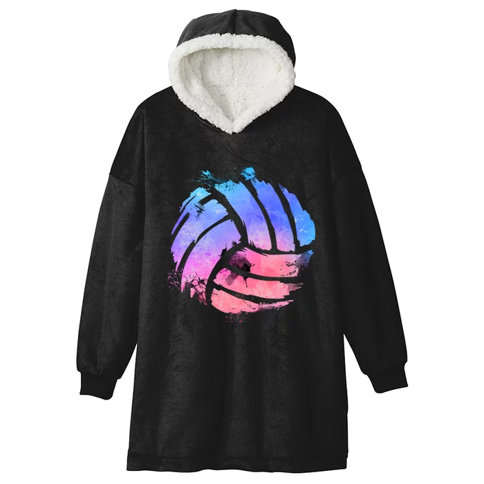 Watercolor Volleyball Lover Beach Volleyball Player Pullover Hoodie Hooded Wearable Blanket