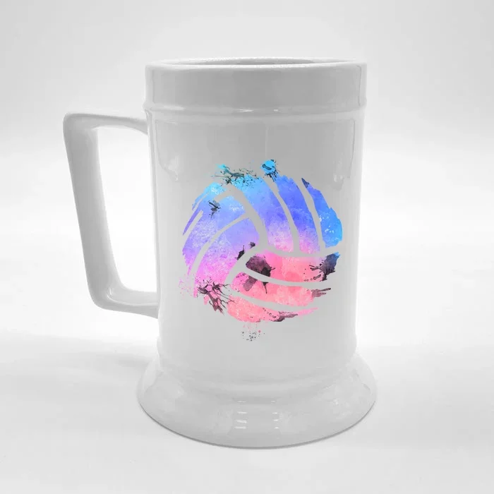 Watercolor Volleyball Lover Beach Volleyball Player Pullover Hoodie Front & Back Beer Stein