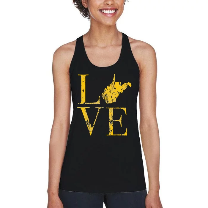 West Virginia Love State Map WV Home 304 Vintage Women's Racerback Tank