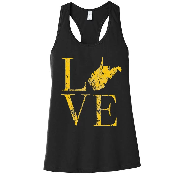 West Virginia Love State Map WV Home 304 Vintage Women's Racerback Tank