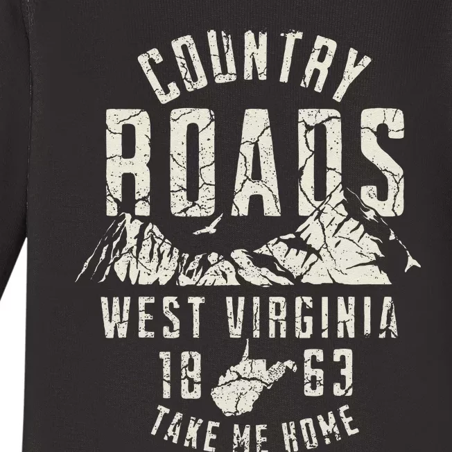 West Virginia Map Home Country Roads Baby Long Sleeve Bodysuit