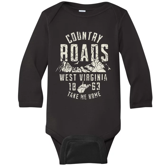 West Virginia Map Home Country Roads Baby Long Sleeve Bodysuit