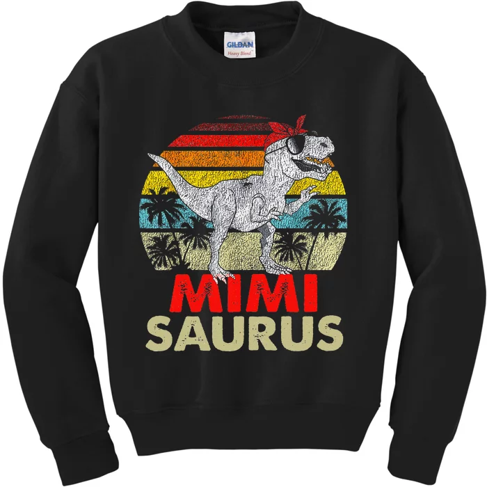 Womens Vintage Mimisaurus T Rex Dinosaur Mother Mimi Saurus Kids Sweatshirt