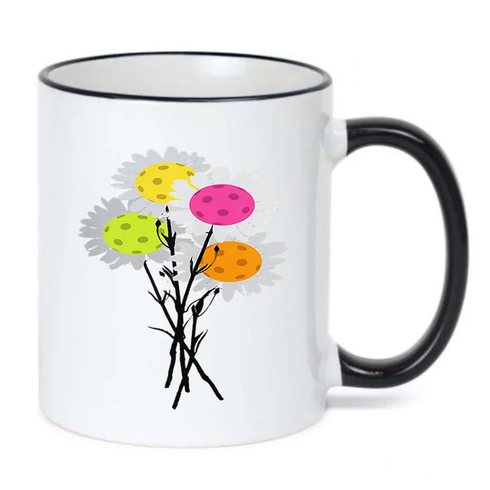 Womens Valentine's Mother's Day Pickleball Flower Bouquet Black Color Changing Mug