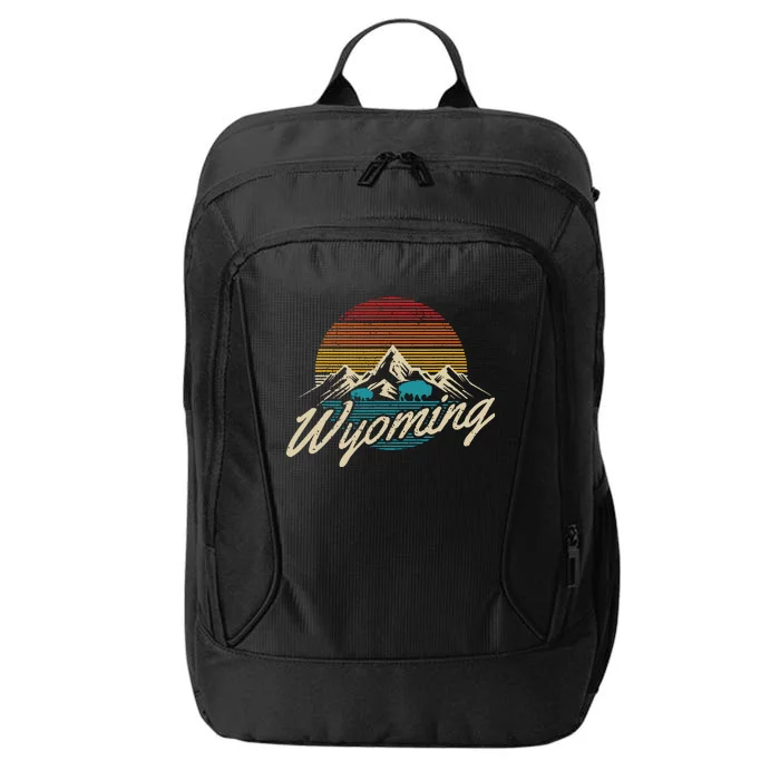 Wyoming Vintage Mountains Bison American Buffalo Gift City Backpack