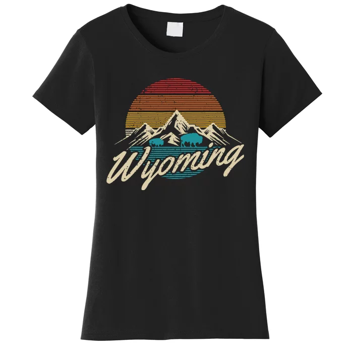 Wyoming Vintage Mountains Bison American Buffalo Gift Women's T-Shirt