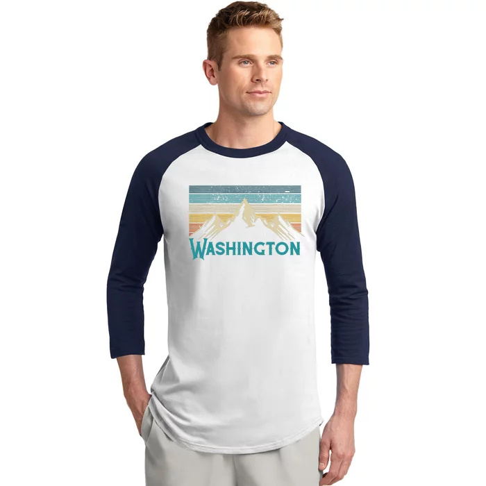 Washington Vintage Mountains Nature Hiking Souvenir Gift Baseball Sleeve Shirt