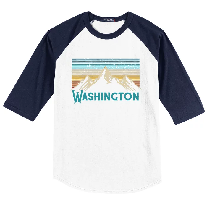 Washington Vintage Mountains Nature Hiking Souvenir Gift Baseball Sleeve Shirt