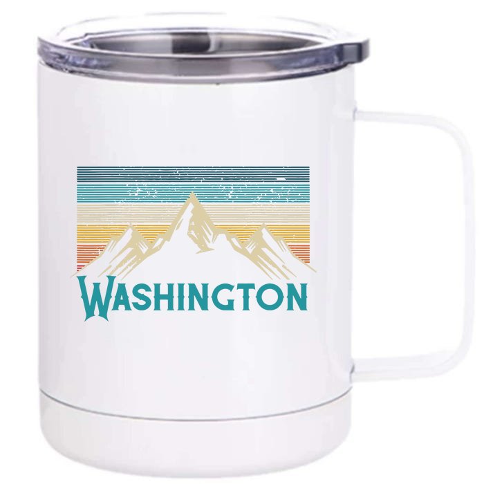 Washington Vintage Mountains Nature Hiking Souvenir Gift Front & Back 12oz Stainless Steel Tumbler Cup