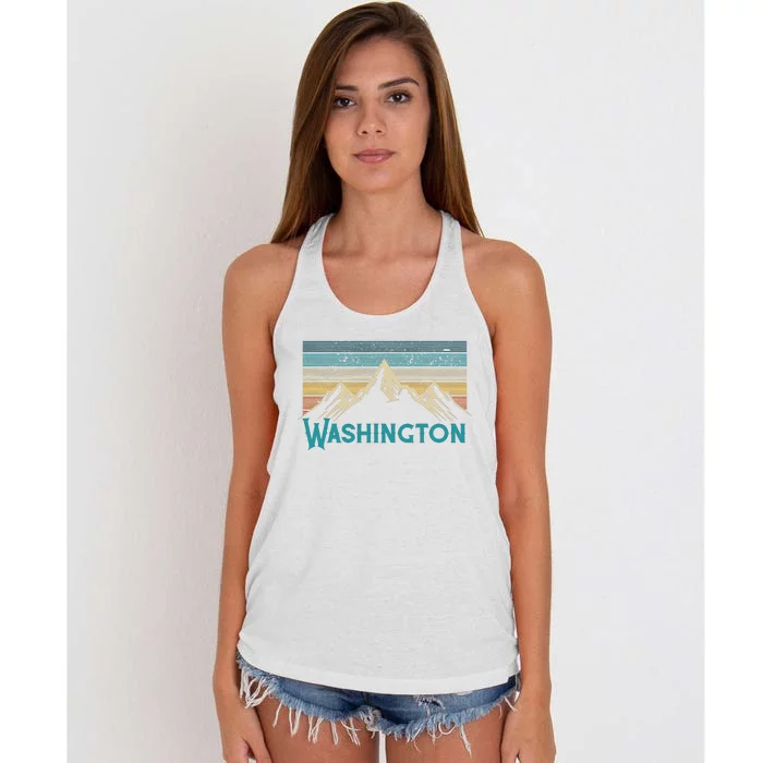 Washington Vintage Mountains Nature Hiking Souvenir Gift Women's Knotted Racerback Tank