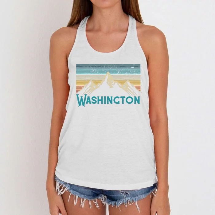 Washington Vintage Mountains Nature Hiking Souvenir Gift Women's Knotted Racerback Tank