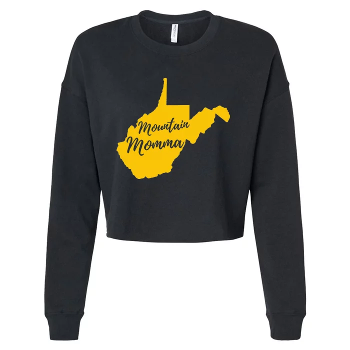 West Virginia Mountain Momma State Map Home Cropped Pullover Crew