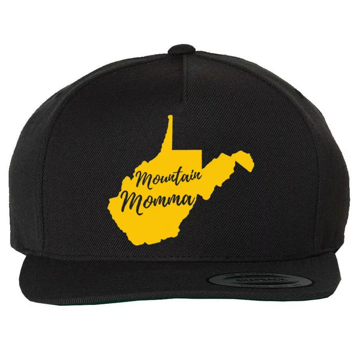 West Virginia Mountain Momma State Map Home Wool Snapback Cap